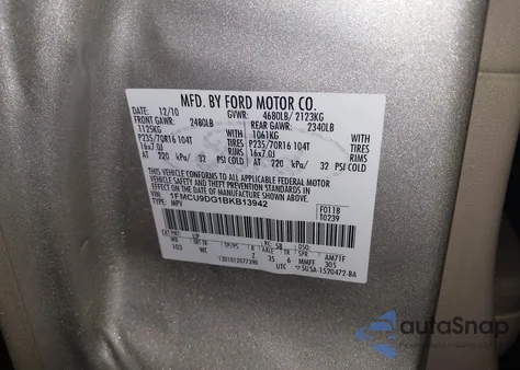 2011 Ford Escape Xlt from USA, damaged, VIN 1FMCU9DG1BKB13942